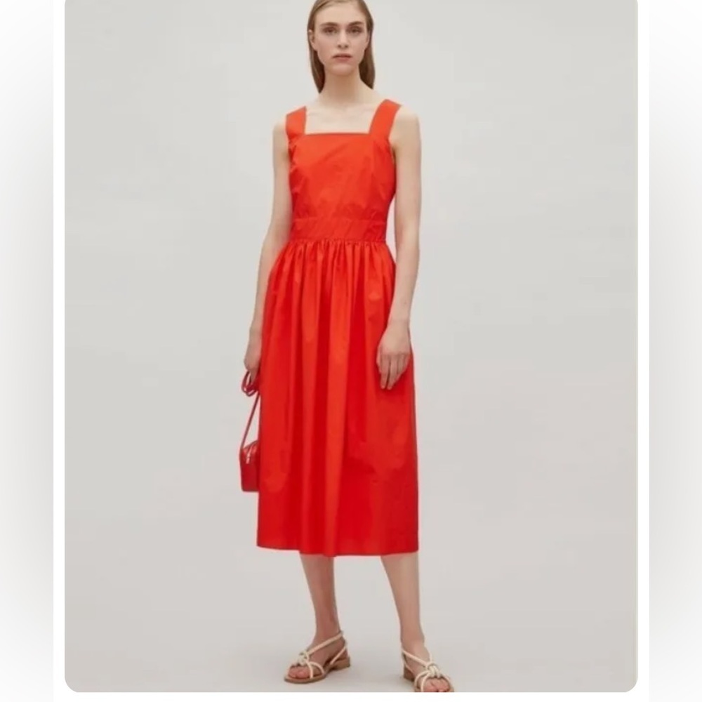 COS Shoulder-Strap Red Cotton Dress
